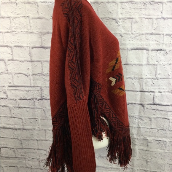 COTTON & RYE WOMEN'S SOUTHWESTERN KNIT FRINGE PONCHO SIZE MEDIUM NWT - Picture 9 of 16